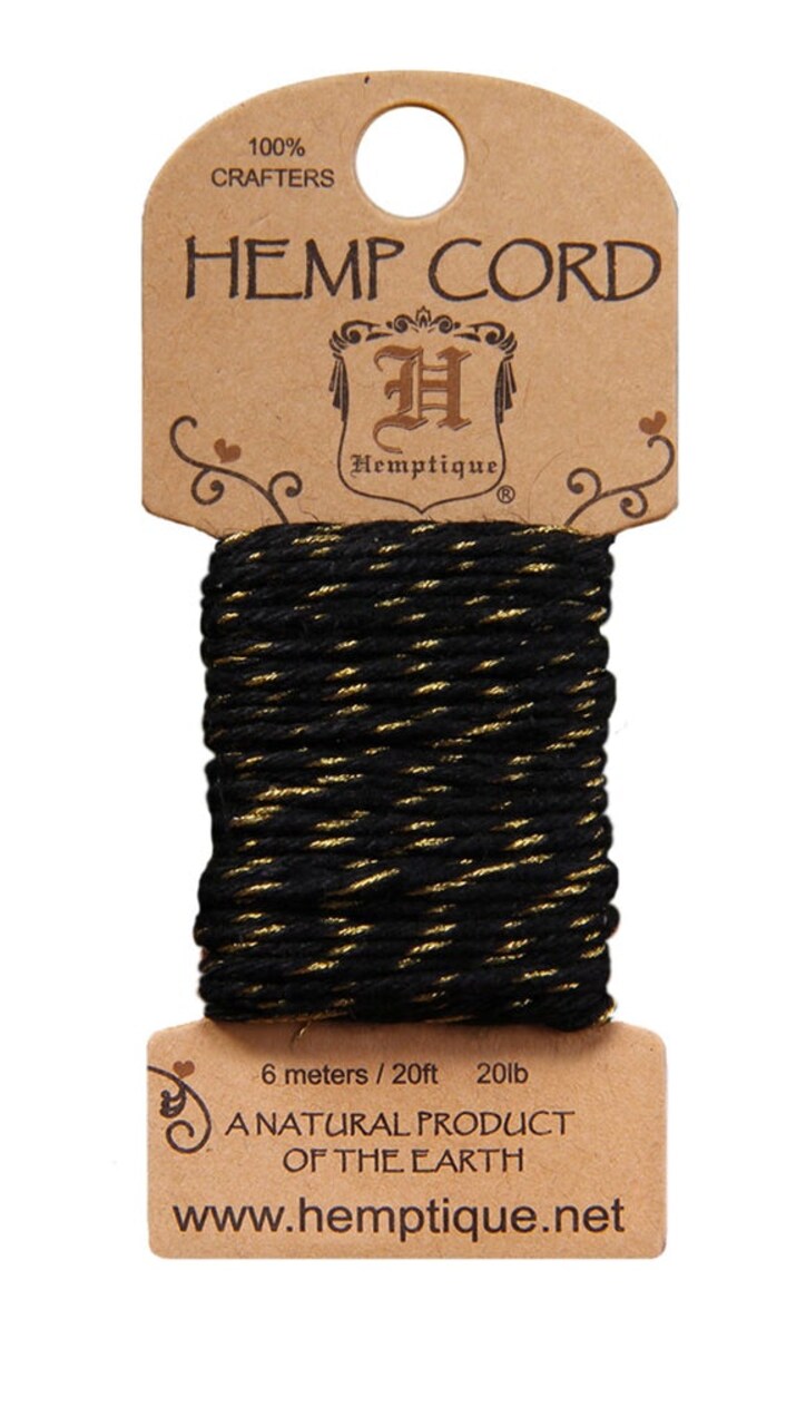 Hemptique 1mm Hemp Cord Mini Cards Eco Friendly Sustainable Naturally Grown Jewelry Bracelet Making Paper Crafting Scrapbooking Bookbinding Mixed Media Crocheting Macrame Seasonal Holiday Gift Wrapping Outdoor Gardening